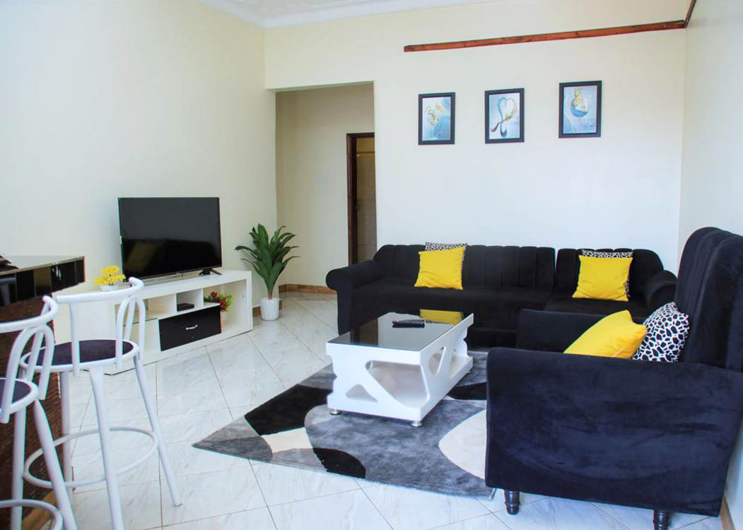 Airbnb Apartment for Rent Najjera Uganda. Jay Home Furnished Apartment Najjera, Kampala Uganda. Airbnb Accommodation Services, 1 Bedroom Apartment, Unlimited WiFi, Dstv, Fridge, Microwave, Gas Cooker, Cutlery And Dinner Plates, Smart Tv, Heater For Hot Bath, Cleaning Services, Security 24/7-Ugabox.com